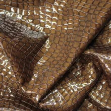 Кожа Крокодил лак, коричневый