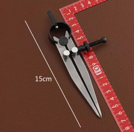 Кожа Циркуль разметочный, кронциркуль, для разметки по коже 15 см, латунный винт