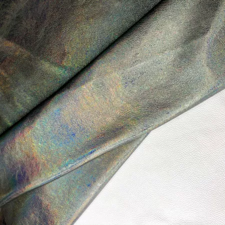 Кожа Голография металлик темное серебро