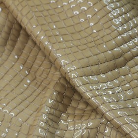 Кожа Крокодил лаковый, бежевый